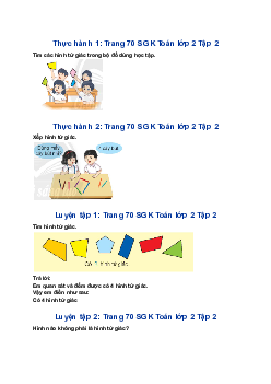 Giải SGK Toán lớp 2 trang 70 Hình tứ giác| Chân trời sáng tạo