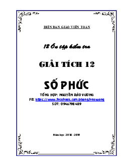 TOP 12 đề trắc nghiệm kiểm tra Giải tích 12 chương 4 – số phức