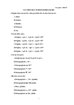 Trắc nghiệm hóa sinh hemoglobin