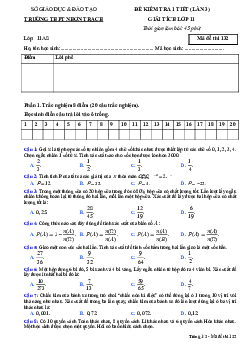 Đề kiểm tra 1 tiết lần 3 Đại số và Giải tích 11 trường THPT Nhơn Trạch – Đồng Nai