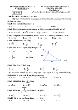 Đề học kì 1 Toán 9 năm 2023 – 2024 phòng GD&ĐT Bình Lục – Hà Nam