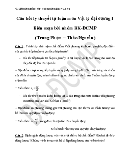 Câu hỏi lý thuyết môn Vật lý đại cương | Đại học Bách khoa Hà Nội