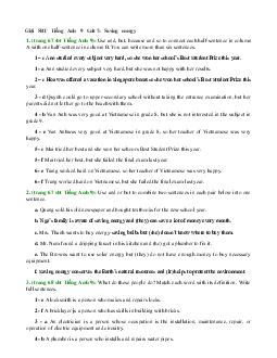 Giải sách bài tập tiếng Anh lớp 9 Unit 7: Saving energy