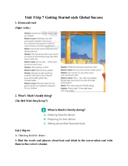 Unit 5 lớp 7 Getting Started sách Global Success