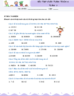 Giải Bài tập cuối tuần lớp 4 môn Toán Kết nối tri thức - Tuần 7