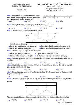 Đề thi thử Toán THPT Quốc gia 2021 trường THPT Kim Sơn A – Ninh Bình