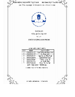 Tiểu luận về Chất lượng sản phẩm | Quản trị học | Trường Đại học Kinh tế - Tài chính TP HCM