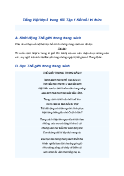 Giải SGK Tiếng Việt 5 trang 105 Bài 21: Đọc: Thế giới trong trang sách - Kết nối tri thức (Tập 1)