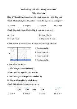 Phiếu bài tập cuối tuần Toán lớp 3 - Tuần 24 ( cơ bản ) | Cánh Diều