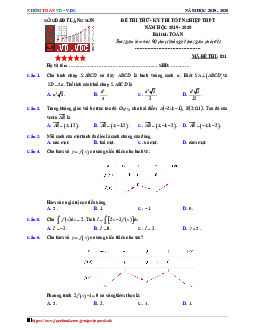 Đề thi thử tốt nghiệp THPT năm 2020 môn Toán sở GD&ĐT Lạng Sơn