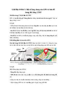 Giải Địa 10 Bài 3: Một số ứng dụng của GPS và bản đồ trong đời sống CTST