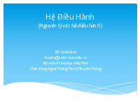 Bài giảng Chương 2: Quản lý tiến trình môn Hệ điều hành | Đại học Bách Khoa Hà Nội
