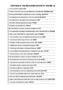 SENTENCE TRANSFORMATION WITH IDIOMS (4) with key (6 pages)