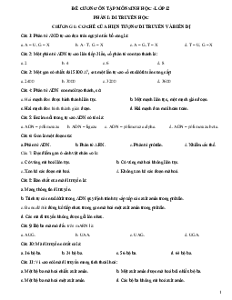 Đề cương ôn tập Sinh học 12