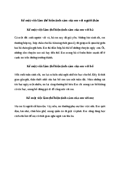 Kể một việc làm thể hiện tình cảm của em với người thân (3 mẫu) Tiếng việt 4| Chân trời sáng tạo