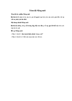 Tóm tắt Nắng mới Ngữ Văn 10 sách Chân Trời Sáng Tạo