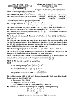 Đề học sinh giỏi huyện Toán 8 năm 2022 – 2023 phòng GD&ĐT Kỳ Anh – Hà Tĩnh