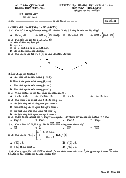 Đề kiểm tra giữa kỳ 1 Toán 10 năm 2021 – 2022 trường THPT Núi Thành – Quảng Nam