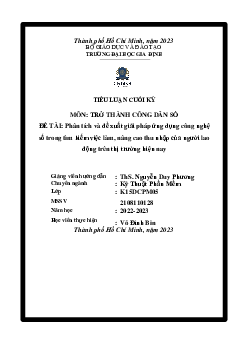 Phân tích và đề xuất giải pháp ứng dụng công nghệsố trong tìm kiếm việc làm, nâng cao thu nhập của người lao động trên thị trường hiện nay