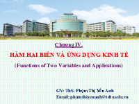 Bài giảng chương 4 hàm hai biến | Toán kinh tế