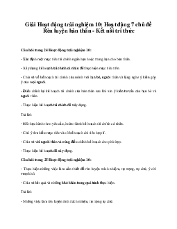 Giải Hoạt động trải nghiệm 10: Hoạt động 7 chủ đề 3 Kết Nối Tri Thức