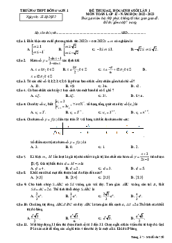 Đề HSG Toán 12 năm 2022 – 2023 lần 1 trường THPT Đông Sơn 1 – Thanh Hóa