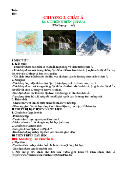 Giáo án Địa lí 7 Bài 5: Thiên nhiên châu Á sách Chân trời sáng tạo