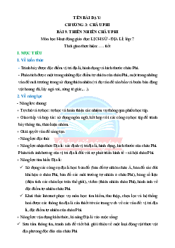 Giáo án Địa lí 7 Bài 9: Thiên nhiên châu Phi sách Chân trời sáng tạo