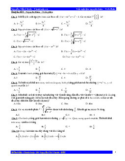 321 bài toán trắc nghiệm nguyên hàm, tích phân – Nguyễn Tiến Chinh Toán 12