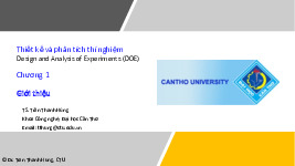 Thiết kế và phân tích thí nghiệm Chương 1 Giới thiệu môn Xác suất thống kê | Trường Đại học Cần Thơ
