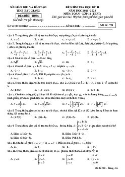 Đề kiểm tra học kỳ 2 Toán 12 năm 2022 – 2023 sở GD&ĐT Hậu Giang