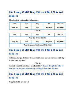 Giải Bài 4: Mênh mông mùa nước nổi trang 65 VBT Tiếng Việt lớp 3 Tập 2 Chân trời sáng tạo