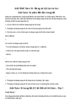 Toán 10: Mạng xã hội Lợi và hại - Kết nối Tri Thức