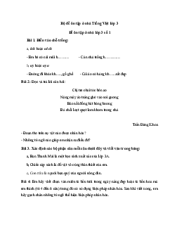 Bộ đề ôn tập ở nhà Tiếng Việt lớp 3 -  (Từ 27/4 - 01/5)