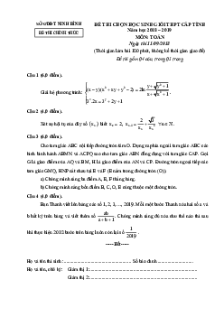 Đề thi chọn học sinh giỏi Toán THPT cấp tỉnh năm 2018 – 2019 sở GD và ĐT Ninh Bình