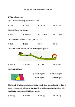 Phiếu bài tập cuối tuần lớp 3 môn Toán - Tuần 18 (cơ bản) | Kết nối tri thức