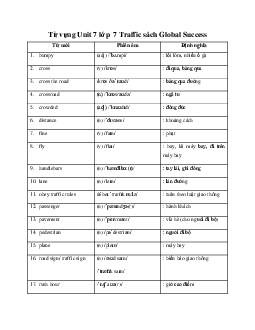 Từ vựng Unit 7 lớp 7 Traffic sách Global Success