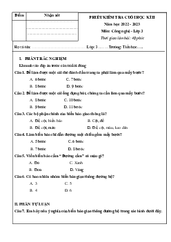 Đề thi học kì 2 môn Công nghệ 3 năm 2022 - 2023 (Đề 1) | Chân trời sáng tạo