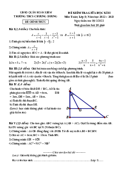 Đề giữa học kì 2 Toán 8 năm 2022 – 2023 trường THCS Chương Dương – Hà Nội