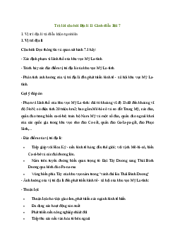 Bài 7: Vị trí địa lí, điều kiện tự nhiên, dân cư, xã hội và kinh tế khu vực Mỹ La-Tinh | Giải Địa lí 11 Cánh diều