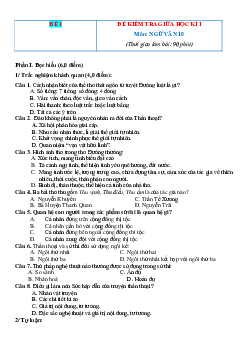 TOP 40 đề kiểm tra giữa học kỳ 1 ngữ văn 10 cánh diều (Có đáp án)