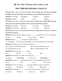 Đề thi thử THPT Quốc Gia 2023 môn Tiếng Anh - Đề 6 (có đáp án)