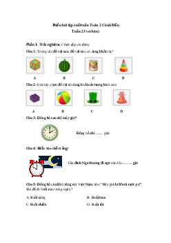 Bài tập cuối tuần Toán lớp 2 Cánh diều - Tuần 23