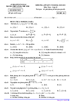 Đề giữa kỳ 2 Toán 10 năm 2022 – 2023 trường THPT Lương Thế Vinh – Quảng Nam