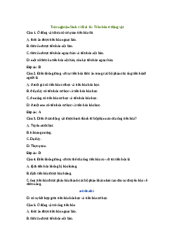 Trắc nghiệm Sinh học 11 Bài 15 (Có đáp án)| Kết nối tri thức