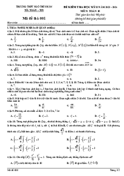 Đề thi học kỳ 2 Toán 10 năm 2023 – 2024 trường THPT Ngô Thì Nhậm – Hà Nội