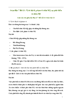 Giải Địa lí 7 Bài 13: Vị trí địa lí, phạm vi châu Mỹ. Sự phát kiến ra châu Mỹ | Kết nối tri thức