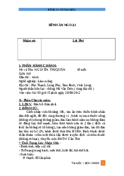 Bệnh án hậu phẫu viêm phúc mạc do thủng hồi tràng