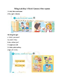 Tiếng Anh lớp 3 Global Success Unit 2 Lesson 2 Our names