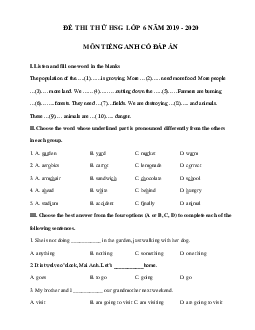 Đề luyện thi học sinh giỏi lớp 6 môn Tiếng Anh năm học 2019 - 2020